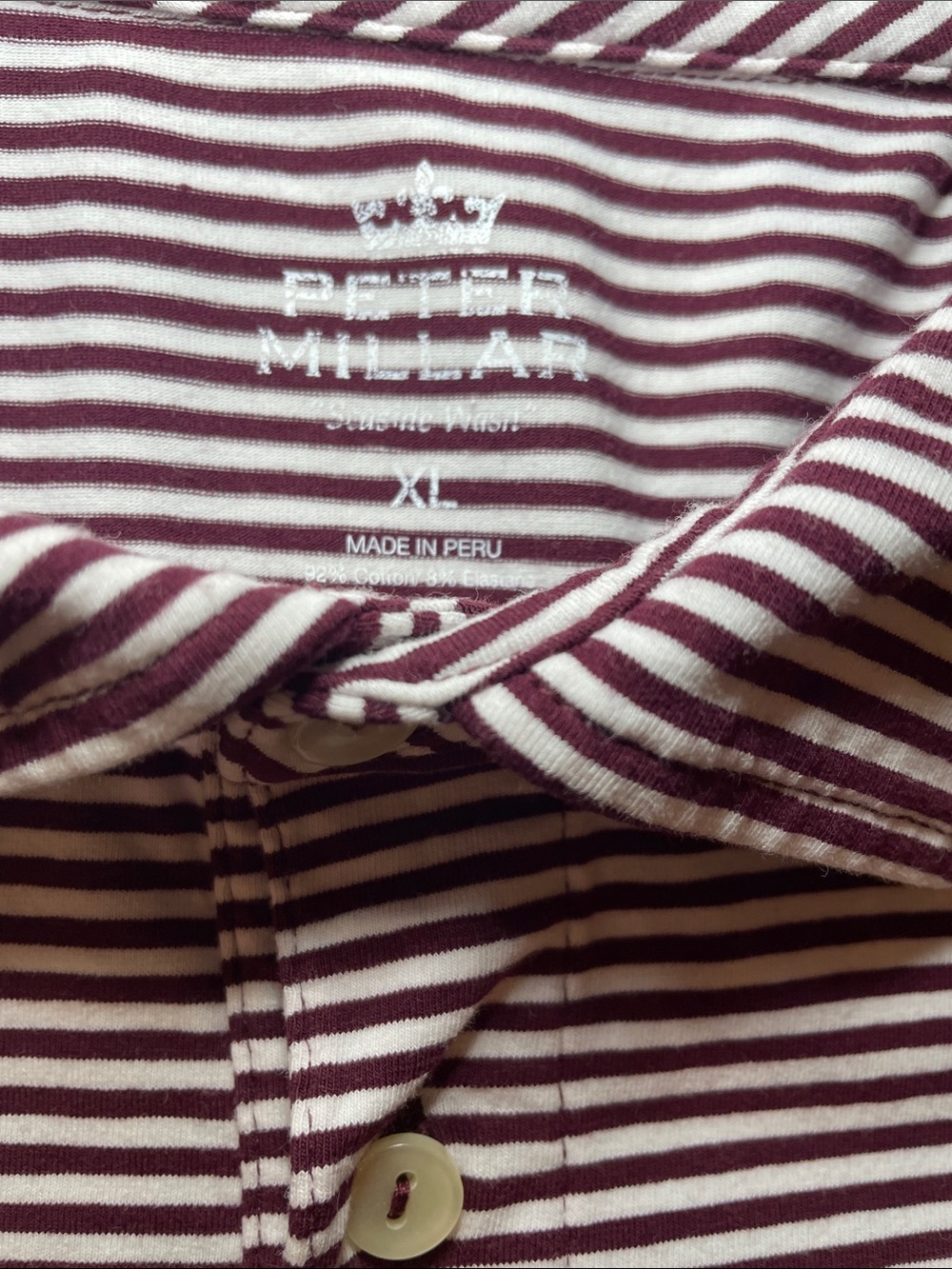 Peter Millar Texas A&M Maroon White Striped Embroidered Polo Shirt XL collegiate - Picture 4 of 6